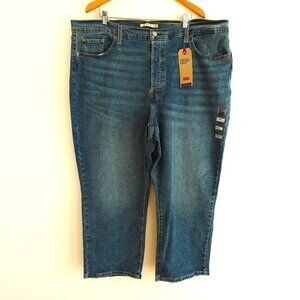Levi's Ribcage Ankle Jeans Plus Size 24W Blue Denim Button Fly